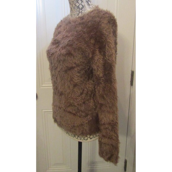 Kate Spade New York Sweater Brown Faux Fur Pullover with Bow Very Soft Sz M - Picture 3 of 7